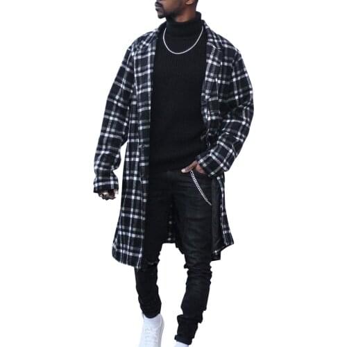 Check Woolen Coat Trench Windbreaker 2021 Mens Plaid Jacket Mens Slim Fit Windbreak Long Coat Men Winter Coats Homme Plus Size