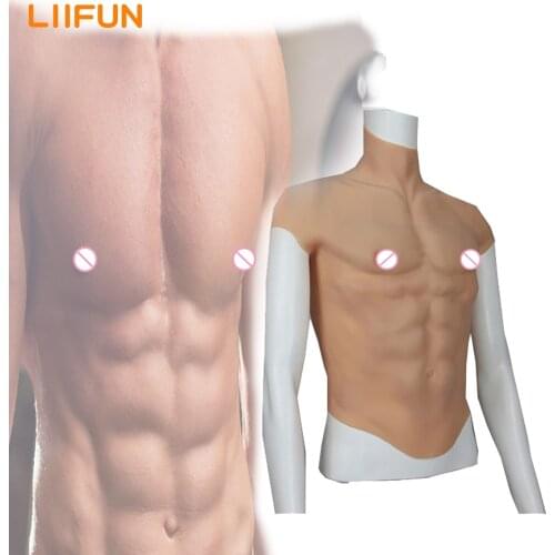 Liifun Silicone Realistic False Fake Muscle Belly Body for Cosplayers Artificial Simulation Muscle Chest Man Crossdressers