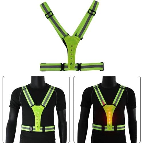 Reflective Vest Visible Adjustable LED Safety Vest for Running Super Bright LED and Reflective Elastic Adjustable Comfortable