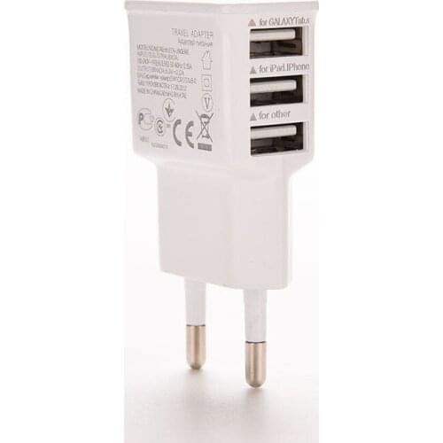 EU Plug 5V 2A 3 USB Ports Universal Mobile Phone Chargers Travel Power Charger Adapter Plug Charger For IPhone For Android