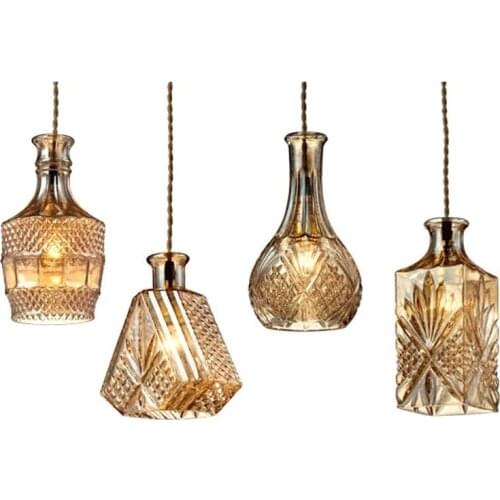 Vintage industrial Glass Bottle Pendant Light Fixtures Classic Home Indoor Lighting Art Decoration Dining Room Bar Decanter Lamp