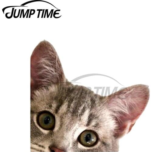 Jump Time 13 x 12.2cm For Somebody is watching you! Kitten Peeker Car Stickers Accessories Vinyl JDM Bumper Trunk Graphics Decal