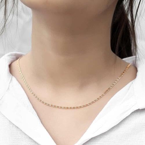 Snail Chain Necklaces For Women 585 Rose Gold Thin Paperclip Link Womens Necklace Jewelry Gifts Fashion Elegant 2.5mm DCN15