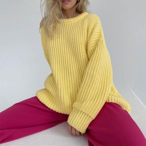 2021 New Thickening Oversized Green Sweater Women Autumn Winter Long Sleeve Casual Loose Pullovers Female Solid Knitted Tops