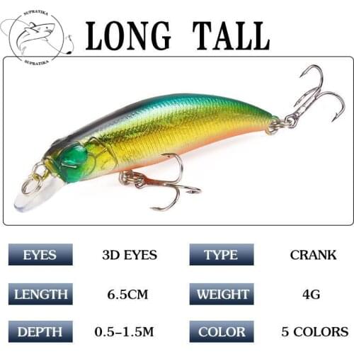 1Pcs 65cm/4g Isca Artificial Wobblers Fishing Bait Lure Crankbait Sea Fishing 2 Treble Hooks Plastic Hard Baits