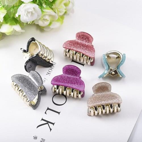 1PCS Fashion Trumpet 4CM Shining Solid color Hair Claws Acrylic Solid Hair Clips For Girl Hairpins Hair Accessories
