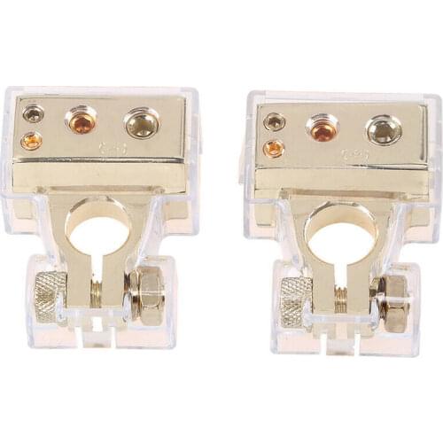 New 2PCS 0/4/8 Awg Gauge Car Positive Negative Battery Terminal Clamp Connector