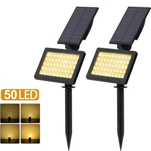 50 LED Outdoor Landscape Light Solar Lights Spotlight Waterproof Wall Adjustable Light Warm White 3500K Solar Lights For Garden