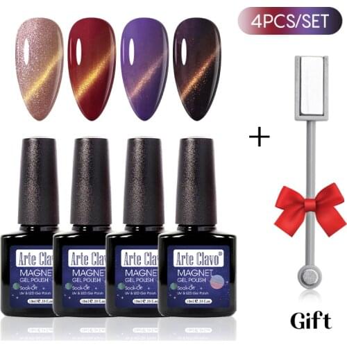 Arte Clavo Reflective Diamonds Cat Eye Gel Nail Polish Semi Permanent Soak Off UV LED Nail Varnish Shiny Glitter Cat Polishes