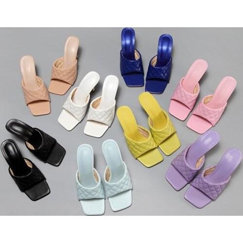 Designer Women Shoes Outdoor Slippers High Heels Fashion Spring Summer Sandals Ladies Shoes Heeled Slipper Woman Mules Plus Size