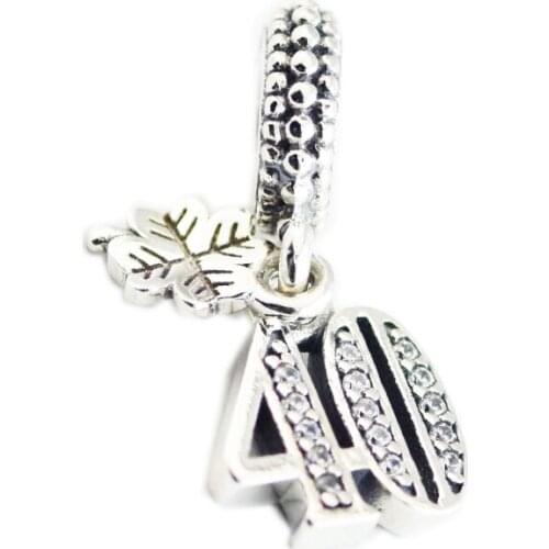 Fits Pandora Bracelets DIY Beads Sterling-Silver-Jewelry 40 Years of Love Charms Bead Silver 925 Berloque Perles