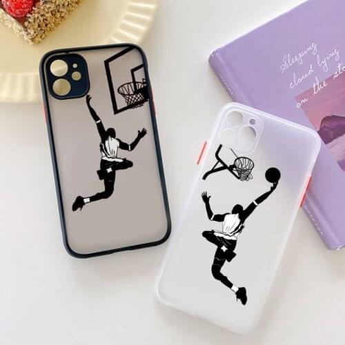 Basketball Football sport Phone Case for iPhone X XR XS 7 8 Plus 11 12 pro MAX Translucent Matte Shockproof shell
