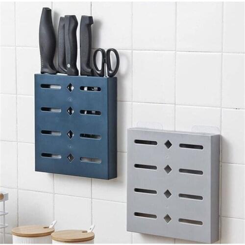Knives Holder Wall-Mounted Self Adhesive Drain Kitchen Knife Storage Container Cutlery Organizer Kitchen Utensils Organizer