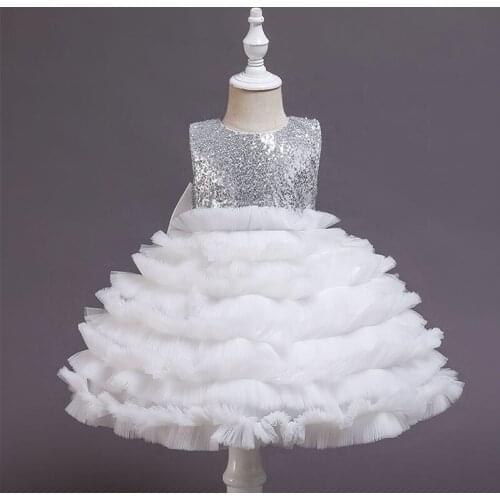 Childrens Dresses 2021 Ins New Sleeveless Sequined Mesh Baby Dresses For Girls Princess Dresses Kids Evening Dresses 6-24 Month