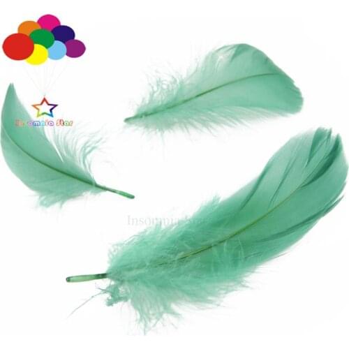 Diy 100 Pcs/Lot Sea Green Goose Feather 4-7cm 1-2 Inch Stage Props Dream Catcher Carnival Headress Mask Crafts Decoration
