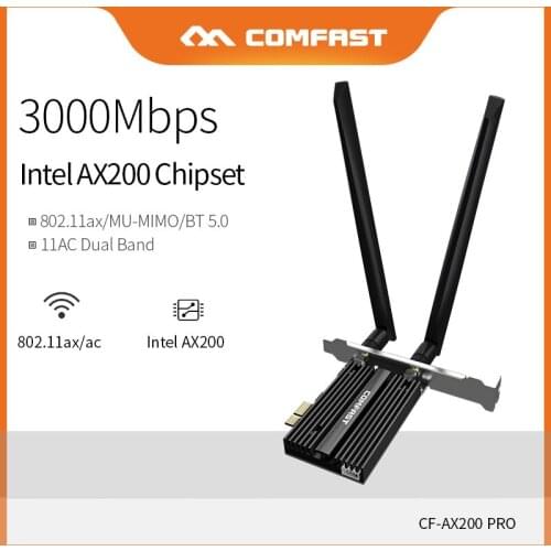 Dual Band 2.4/5Ghz 3000Mbps WiFi-6 AX200 Pro Gigabit Network Card 802.11AC/AX Bluetooth 5.0 Intel AX200NGW