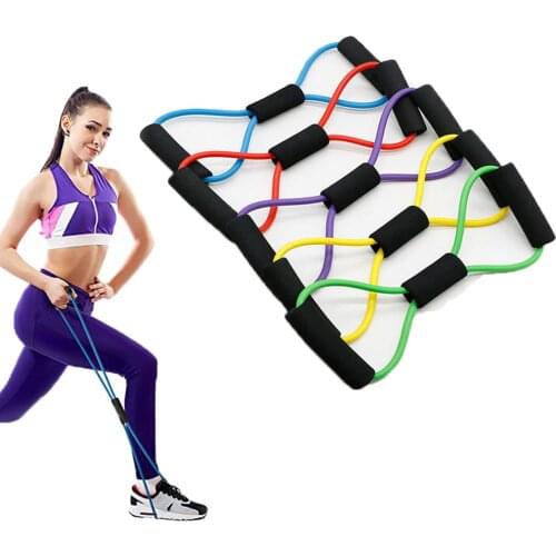 8 Word Pilates Yoga Fitness Resistance Band Rubber Chest Expander Rope Workout Muscle Exercise Elastic Bands Sport Gym Equipment