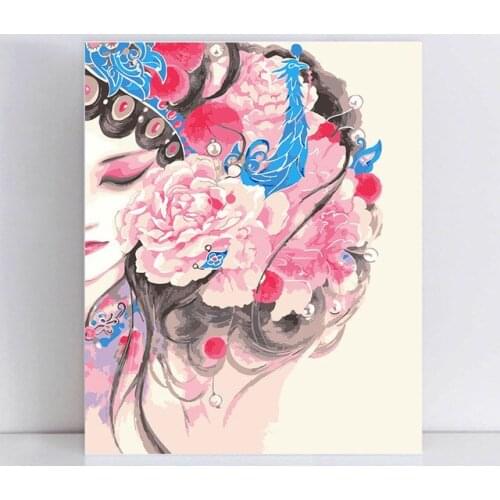 Paintings drawing coloring by numbers on canvas with frame numbering paint number kits acrylic Peony Chinese ancient drama