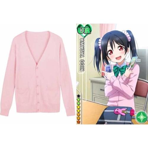 Love Live Cosplay Costume,Japanese Anime Lovelive Nico Yazawa Sweater Japan School Uniform Niko Cardigan Sweaters Free Shipping