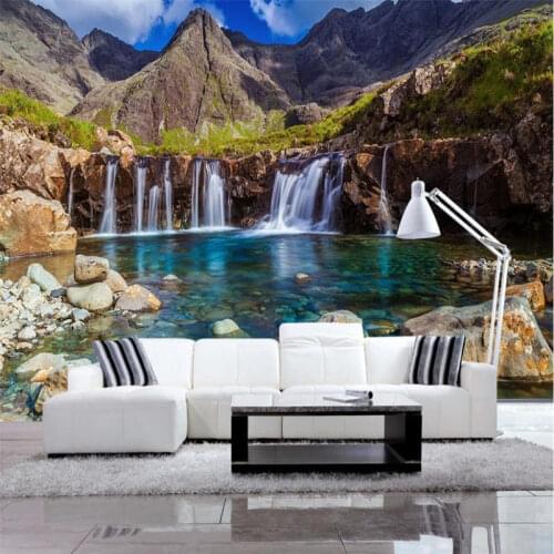 Beautiful Scenery Nonwoven Wallpaper Lake Waterfall Photo Wallpaper 3d Background Wall Decoration Painting For Living Room