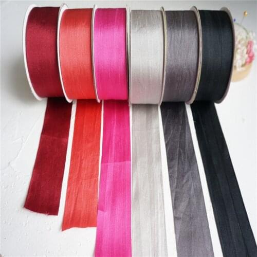 32mm 1.25" hot colors 100% pure silk embroidery ribbon wedding ribbon thin taffeta high quality silk ribbon Handcraft