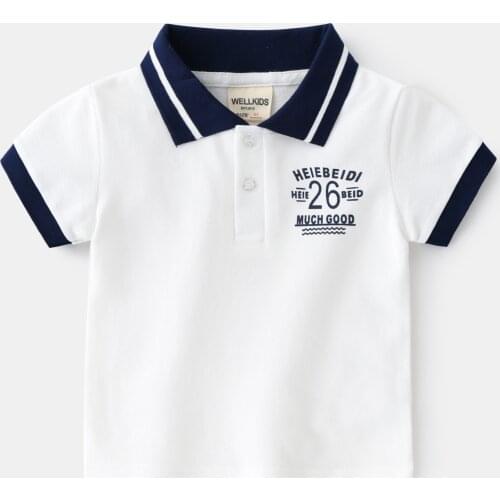 Summer Short Sleeve Boys Polo T-shirt Cotton Fashion Shirt Quality Kids Tops Tees Childrens Clothes