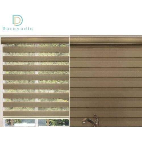 Motorized Zebra Blinds Double Layer Shades Remote Electric Roller Blinds Fabric Curtain for Bedroom Office French Window