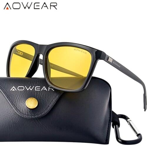 AOWEAR Unisex Night Vision Glasses Male Polarized Yellow Sunglasses for Men Women Foggy Night Driving Sun Glasses oculos lentes
