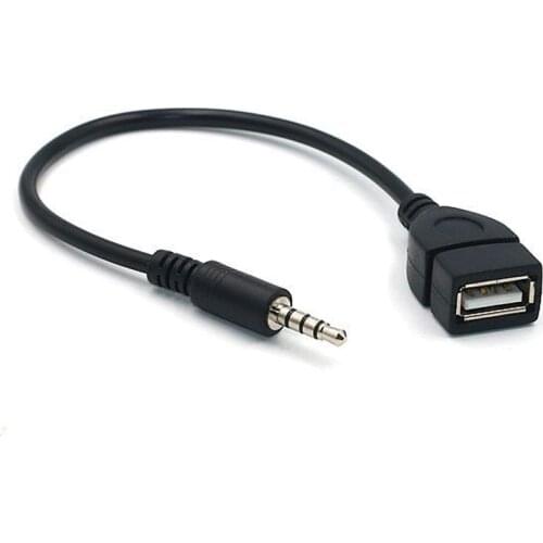 Car MP3 Player Converter 3.5 mm Male AUX Audio Jack Plug To USB 2.0 Female Converter Cable Cord Adapte
