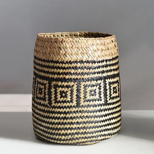 Hand-woven Straw Flower Basket Household Storage Basket Creative Vase Japanese-style Dried Barley Flower Vase Flower Container