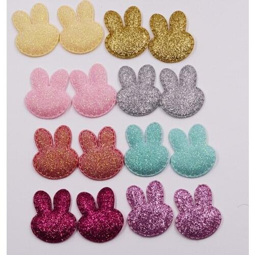 Multicolors Shiny Rabbit head Shape Patches 3x3.5cm 80pcs/Lot Padded Appliques DIY Children Hair Accessories