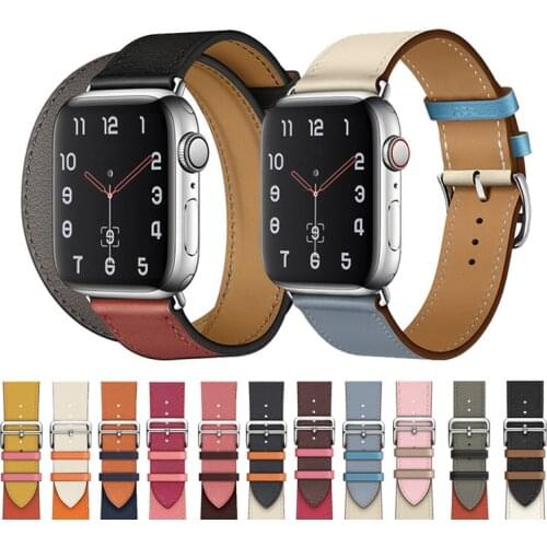 100% Genuine Leather loop Bracelet Belt Band for Apple Watch 6 SE 5 4 3 2 1 42MM 38MM 44MM 40MM Strap for iWatch 6 5 4 Wristband
