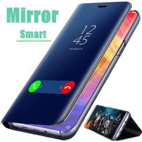 Luxury Plating Smart Mirror Cases for Xiaomi CC9 Note 10 Redmi Note 8 Pro 8T Redmi 7 7A 8 8A Leather Flip Protective Cover