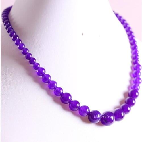 Handmade Beaded Necklace Natural Stone Round Purple Quartz Crystal Necklace for Women Jewelry Gift E004