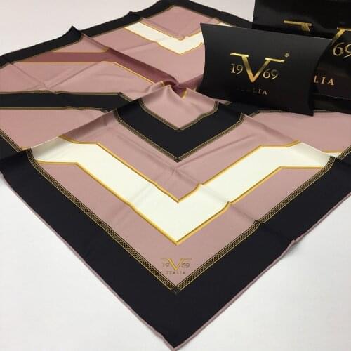 Black Pink White Twill Scarf Black Series 90x90 Cm Scarf Together With Hanger