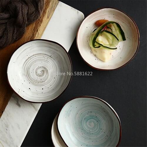 Chic Soy Sauce Dish Japanese Ceramic Round Small Dish Vinegar Jam Ketchup Bowl Kitchen Saucers Appetizer Plate Decoration Gift