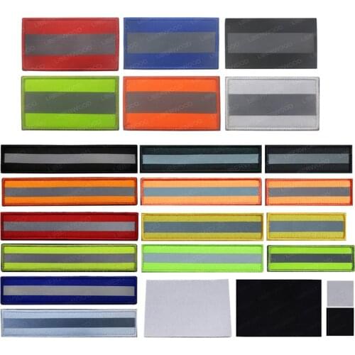 Reflective Fastener Safety Strip Patch Biker Firefighter Rescue Police Badge Applique Hook Loop Emblem DIY Patches for Clothing