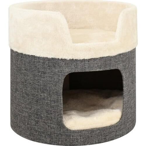 The cats bed has a retractable hole, a small retractable frame, and a crawling cat