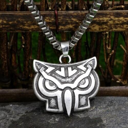 Viking Owl Head Necklace Pendant Celtic Animal Jewelry