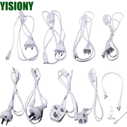 YISIONY US EU AU UK Plug T5 T8 Electrical Wire Connector with ON/ OFF Switch High Quality 3 pin LED Tube Connector 30cm 50cm