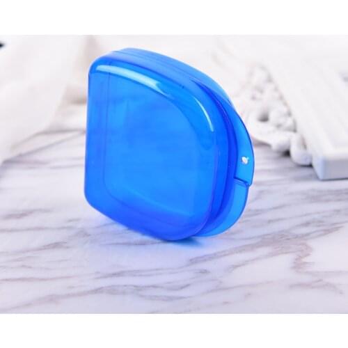 1pcs 8.5*8*3cm Plastic Denture Tray Box Blue Color Orthodontic Dental Retainer Storage Boxes Case Teeth Container Denture Bins