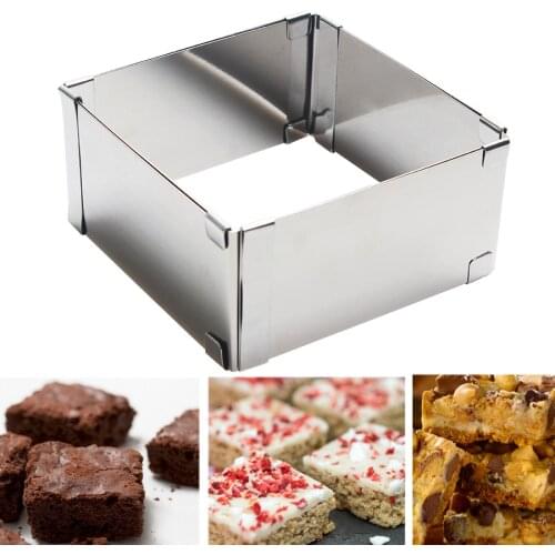 1Pcs Sliver Stainless Steel Square Shape Adjustable Cake Mold Cutter Cake Dessert Mold Kitchen DIY Baking Tools