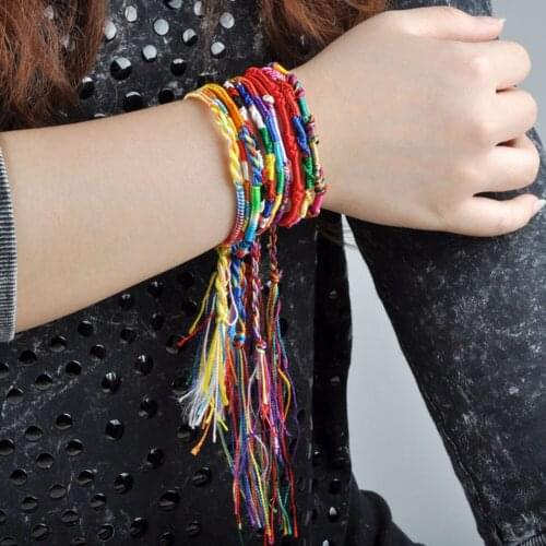 10Pcs Wholesale Mixed Charm Stretch Bracelet Jewelry lots Colorful Braid Friendship Cords Strand Bracelet