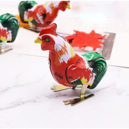 2 Pcs/set Retro Classic Tin Wind Up Clockwork Toys Jumping Cock for Children Boys Educational Toys Children Party Favors Gifts