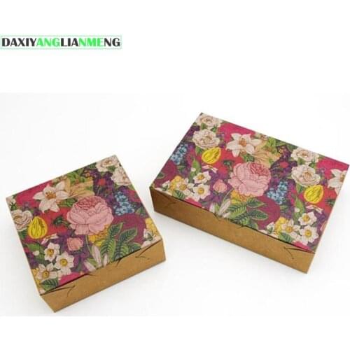 20pcs/pack: 20.3x13.6x5cm big flowers 6PACK Cake Box Food Paper Packing Free shipping kraft cardboard boxes paper box