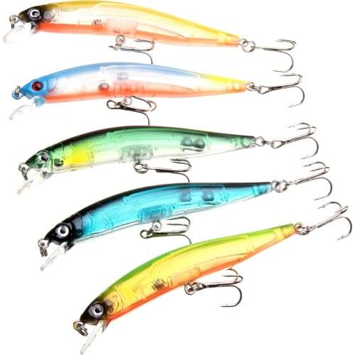 5pcs 9.5cm Colorful Durable Portable Fishing Lures Wobblers Minnow 6# Hooks 3D Eyes Crank Baits Artificial Hard Baits