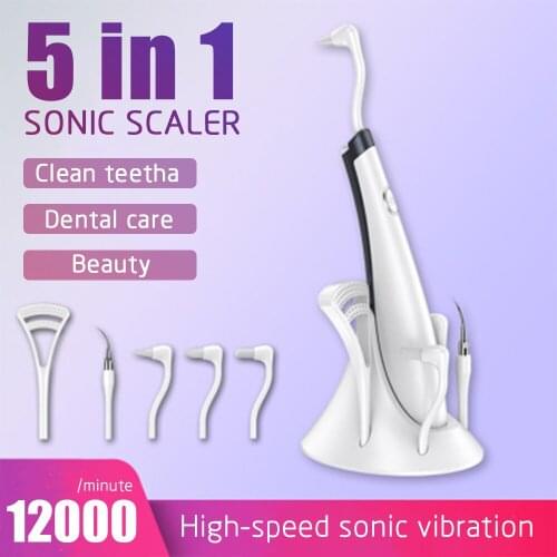 5 In 1 Electric Ultrasonic Dental Scaler Universal Tooth Cleaner High Frequency Tooth Stain Remover Dental Teeth Whitening