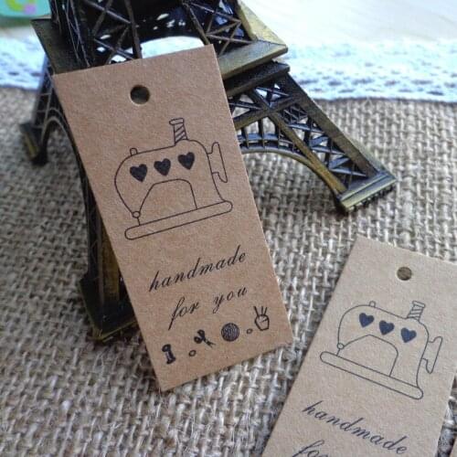 50pcs Vintage Sewing Machine DIY Kraft Gift Tag Party Wedding Message Gift Tag Hang Tag Grament Shoes Tag DIY Paper Labels