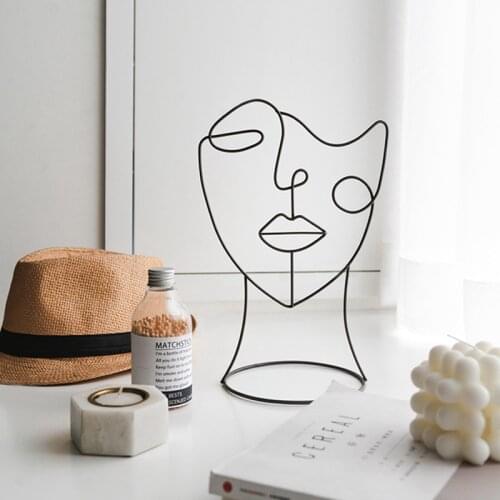 Abstract Character Sculpture Art Decor Nordic Metal Black Lines Handmade Figurines Home Decoration Art Gift home accessories