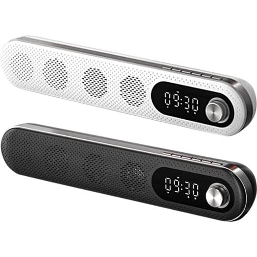 Wireless USB Desk Bluetooth Speaker Sound Bar with Night Light Alarm Clock FM Temperature for PC TV Computer Home